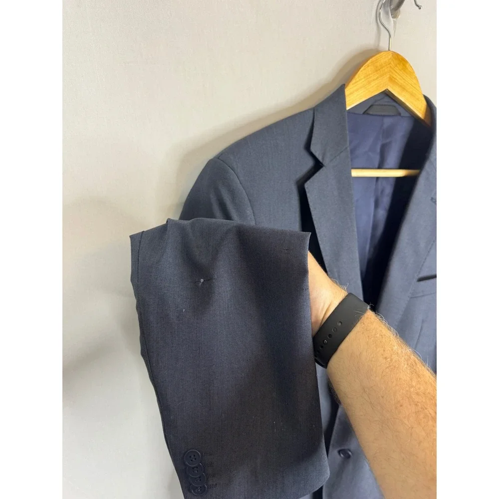 Geoffrey Beene Mens 40R Navy Blue 2 Piece Suit Blazer Pants 34X31